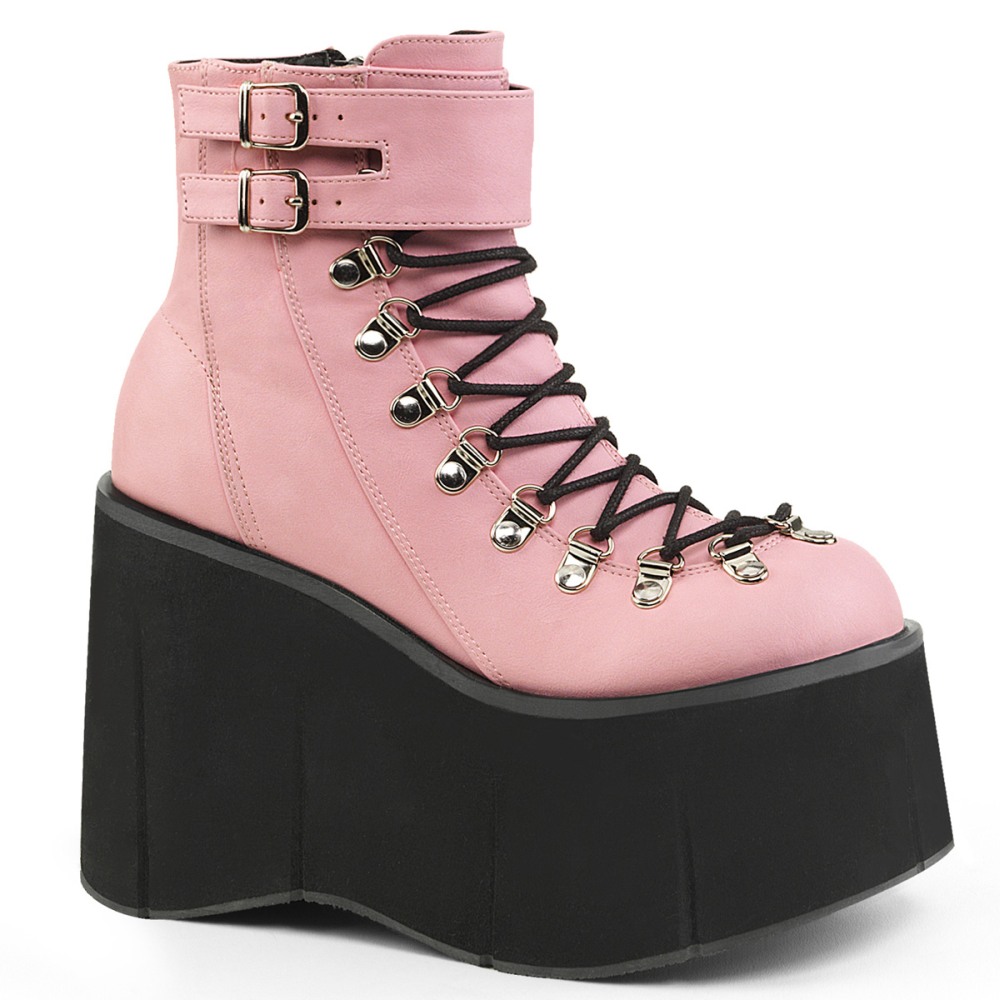 DemoniaCult - KERA21 Bottes de plateforme - Rose/Noir